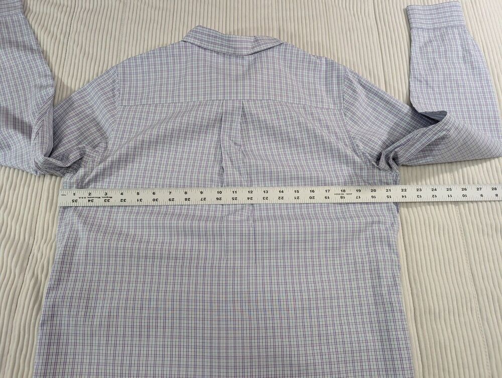 LL Bean Shirt Men’s M Purple Plaid Wrinkle Resistant Button Up Long Sleeve - Picture 7 of 8